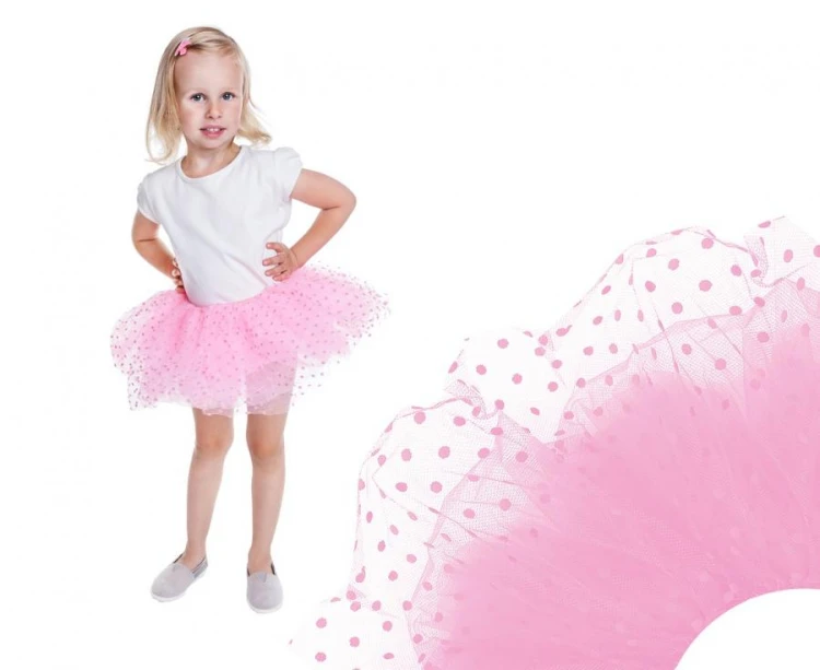 Różowa spódniczka Tutu w kropeczki - tiulowa spódnica dla dziewczynki