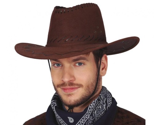 Kapelusz Kowbojski Brązowy Skórzany - Dziki Zachód Western