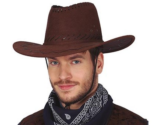 Kapelusz Kowbojski Brązowy Skórzany - Dziki Zachód Western