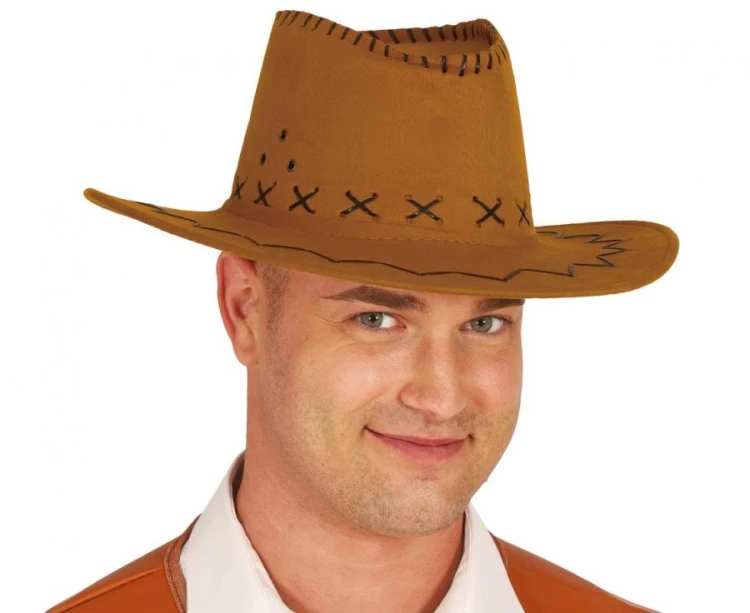 Kapelusz Kowbojski Z Paskiem Brązowy - Dziki Zachód Western