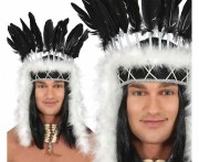 Pióropusz Indiański Czarno-Biały - Pióra Strój Indianina