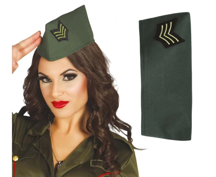 Czapka Wojskowa Furażerka Zielona Rekwizyt Kostium Żołnierz Party
