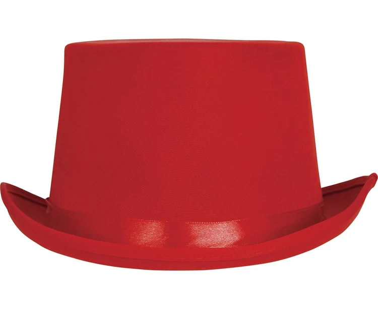 Cylinder Satynowy Czerwony Kapelusz Elegancji Kostium Czapka Party