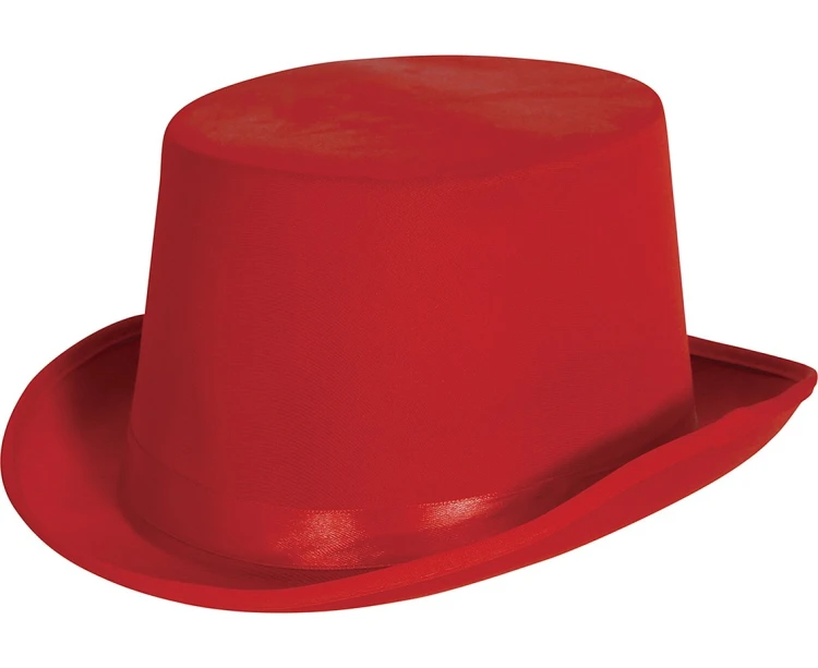 Cylinder Satynowy Czerwony Kapelusz Elegancji Kostium Czapka Party