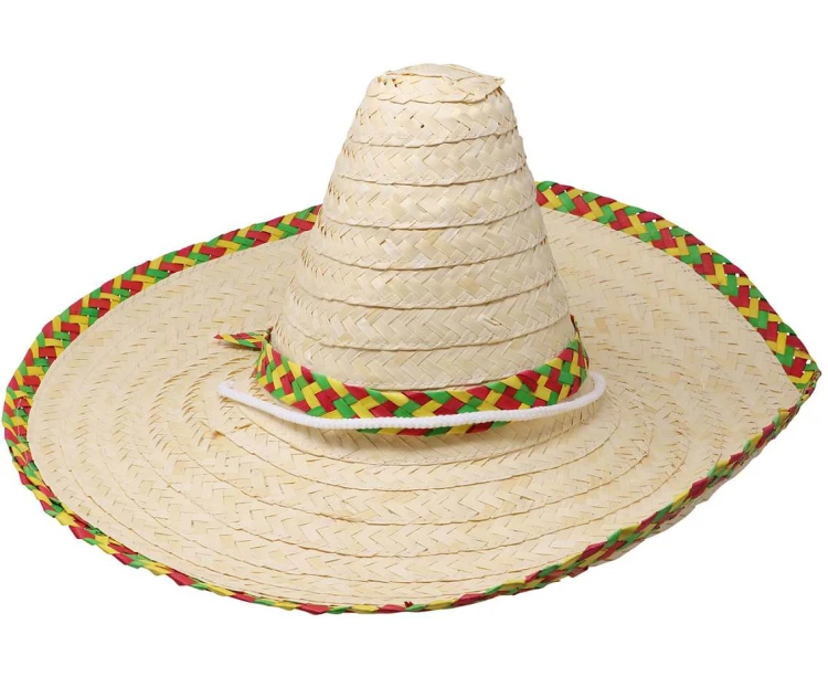Kapelusz Słomkowy Meksykański Sombrero 50 cm Jasny Stroje Party
