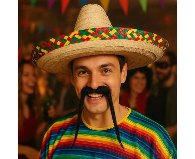 Kapelusz Słomkowy Meksykański Sombrero 50 cm Jasny Stroje Party
