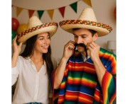 Kapelusz Słomkowy Meksykański Sombrero 50 cm Jasny Stroje Party