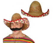 Kapelusz Słomkowy Meksykański Sombrero 50 cm Ciemny Stroje Party