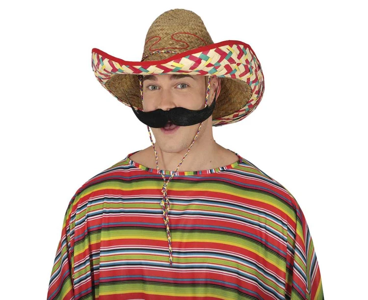 Kapelusz Słomkowy Meksykański Sombrero 50 cm Ciemny Stroje Party