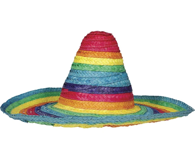 Kapelusz Meksykański Słomkowy 50 cm Tęczowy Sombrero Stroje Party