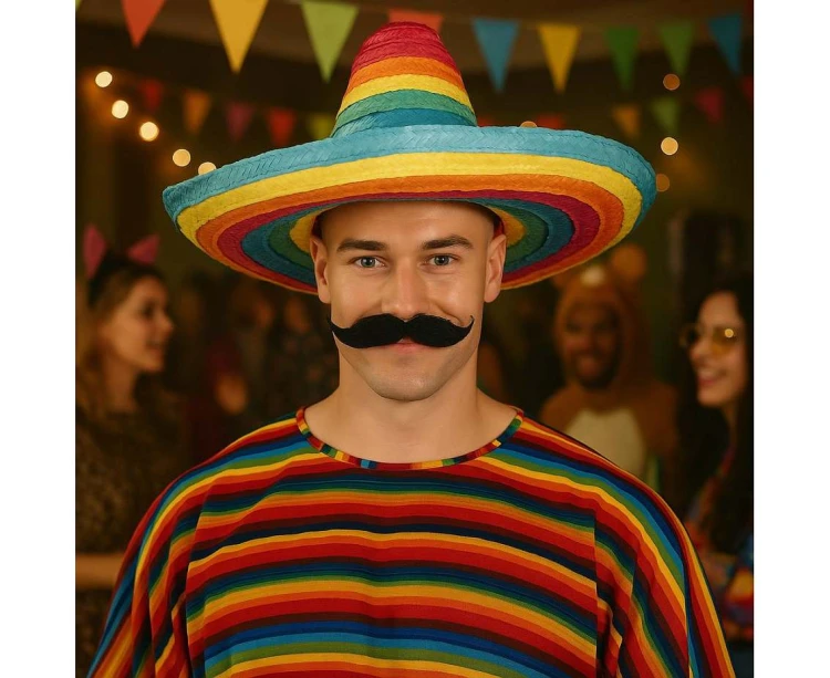Kapelusz Meksykański Słomkowy 50 cm Tęczowy Sombrero Stroje Party