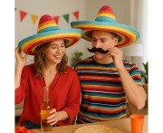 Kapelusz Meksykański Słomkowy 50 cm Tęczowy Sombrero Stroje Party