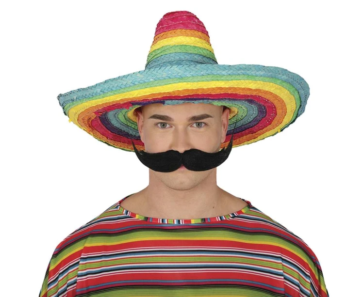 Kapelusz Meksykański Słomkowy 50 cm Tęczowy Sombrero Stroje Party