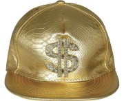 Czapka Raperska Złota Z Daszkiem Z Dolarem Hip-Hop Raper Dolar