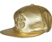 Czapka Raperska Złota Z Daszkiem Z Dolarem Hip-Hop Raper Dolar