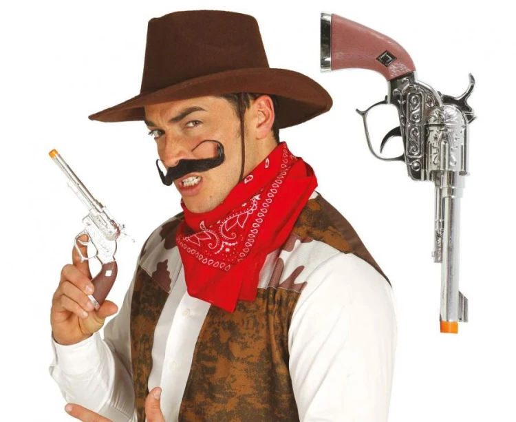 Pistolet Rewolwer 25 cm Rekwizyt Kowboj Gangster Przebranie Party