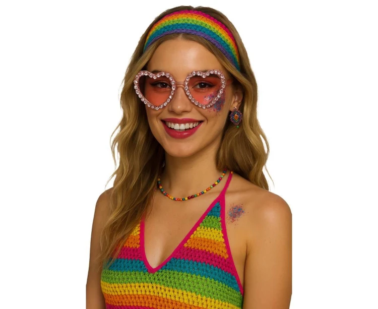 Okulary Serca z Kryształkami Imprezowe Okulary Czerwone Party