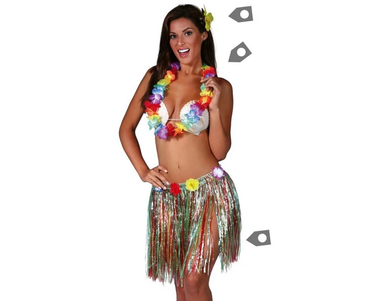 Zestaw Hawajski Wielokolorowy Spódniczka Naszyjnik Opaski Hawaii Party