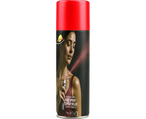 Farba do Ciała Włosów Twarzy Spray Czerwona 75 ml Makijaż Impreza Party
