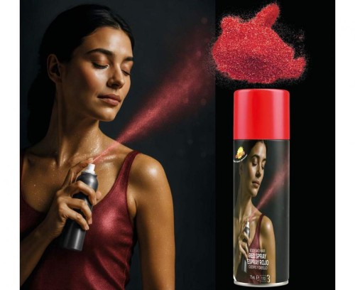 Farba do Ciała Włosów Twarzy Spray Czerwona 75 ml Makijaż Impreza Party