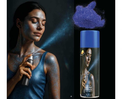 Farba do Ciała Włosów Twarzy Spray Niebieska 75 ml Makijaż Impreza Party