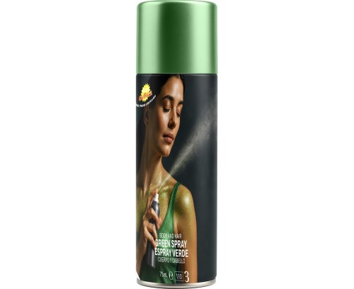 Farba do Ciała Włosów Twarzy Spray Zielona 75 ml Makijaż Impreza Party