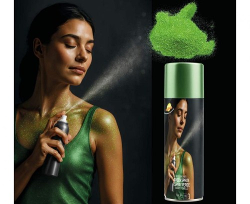 Farba do Ciała Włosów Twarzy Spray Zielona 75 ml Makijaż Impreza Party