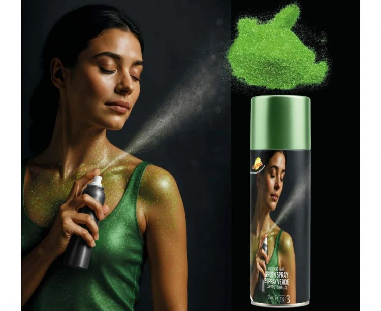 Farba do Ciała Włosów Twarzy Spray Zielona 75 ml Makijaż Impreza Party