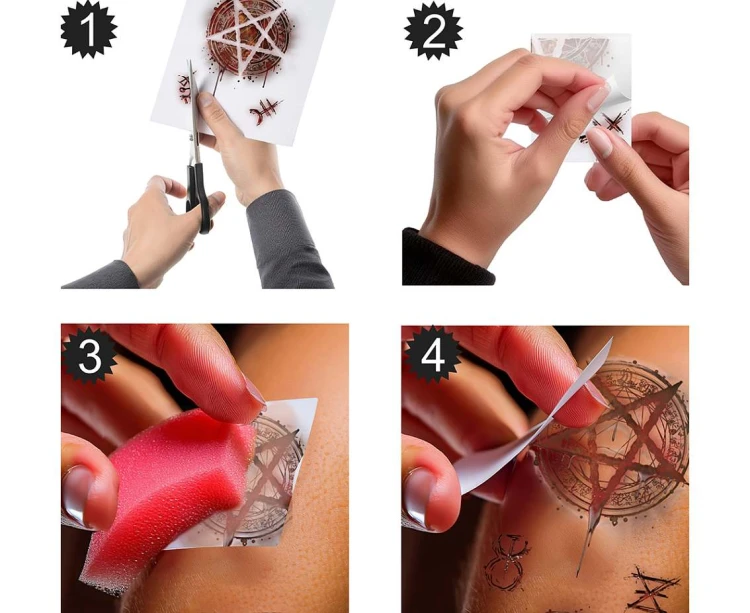 Tatuaże Zmywalne Tymczasowe SATANISTYCZNE Opętanie Mroczne Halloween 14x30