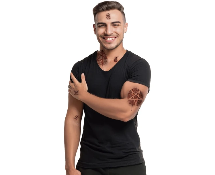 Tatuaże Zmywalne Tymczasowe SATANISTYCZNE Opętanie Mroczne Halloween 14x30
