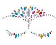 Biżuteria do Twarzy Samoprzylepna Kolorowa 10x13 cm Cyrkonie Party