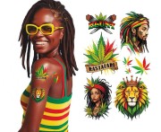Tatuaże Zmywalne Jamaica Rastafari 22x13 cm Charakteryzacja Party