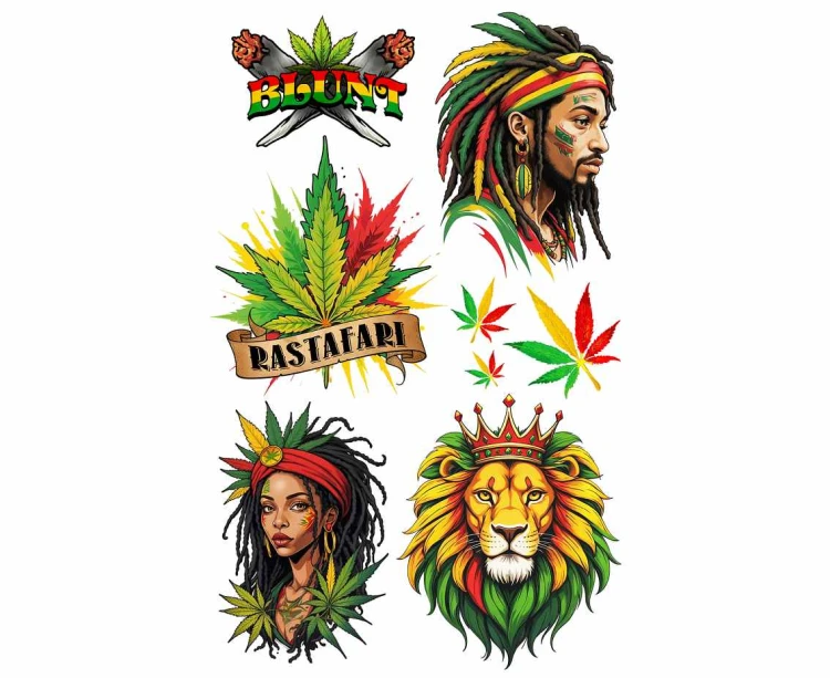 Tatuaże Zmywalne Jamaica Rastafari 22x13 cm Charakteryzacja Party