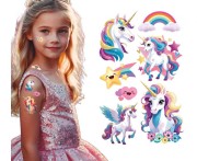 Tatuaże Zmywalne Jednorożce 22x13 cm Dla Dzieci Dziewczynka Party