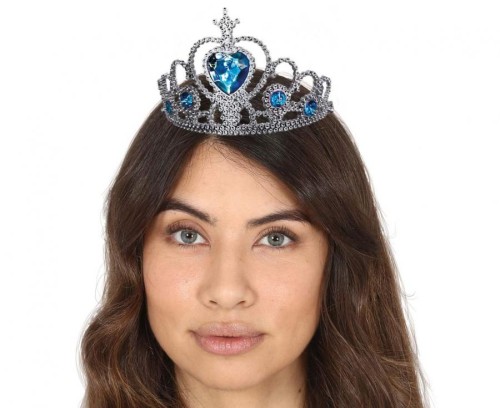 Korona Tiara Diadem Księżniczki Niebieskie Kamienie Kryształki