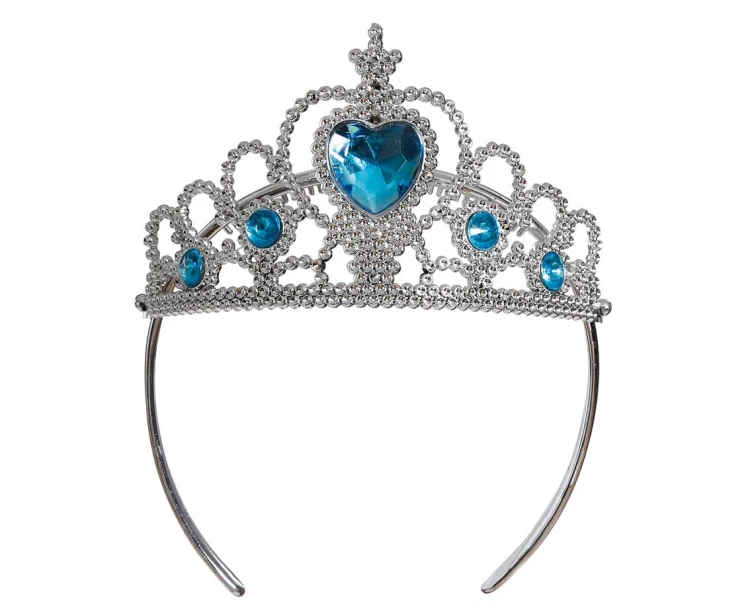 Korona Tiara Diadem Księżniczki Niebieskie Kamienie Kryształki