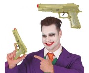 Pistolet Metaliczny Złoty 22 cm Rewolwer Przebranie Gangster Party