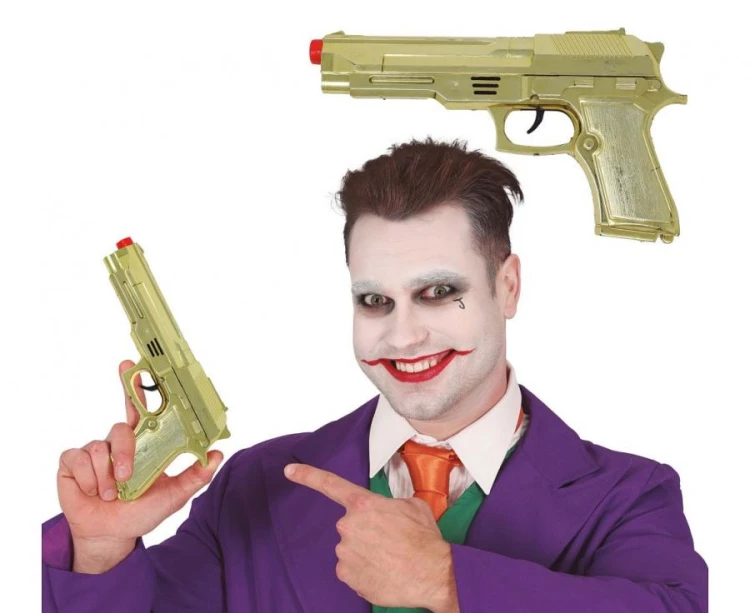 Pistolet Metaliczny Złoty 22 cm Rewolwer Przebranie Gangster Party