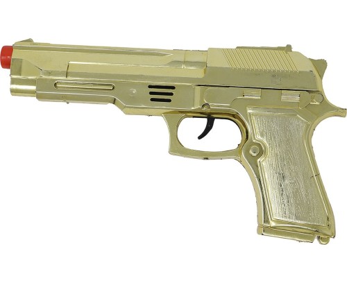 Pistolet Metaliczny Złoty 22 cm Rewolwer Przebranie Gangster Party