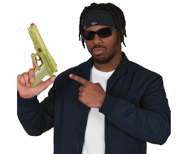 Pistolet Metaliczny Złoty 22 cm Rewolwer Przebranie Gangster Party