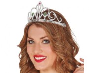Srebrna Tiara Korona Diadem Błyszczący Bal Przebierankowy Dziewczynka