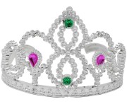 Srebrna Tiara Korona Diadem Błyszczący Bal Przebierankowy Dziewczynka