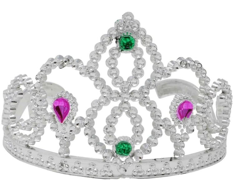 Srebrna Tiara Korona Diadem Błyszczący Bal Przebierankowy Dziewczynka
