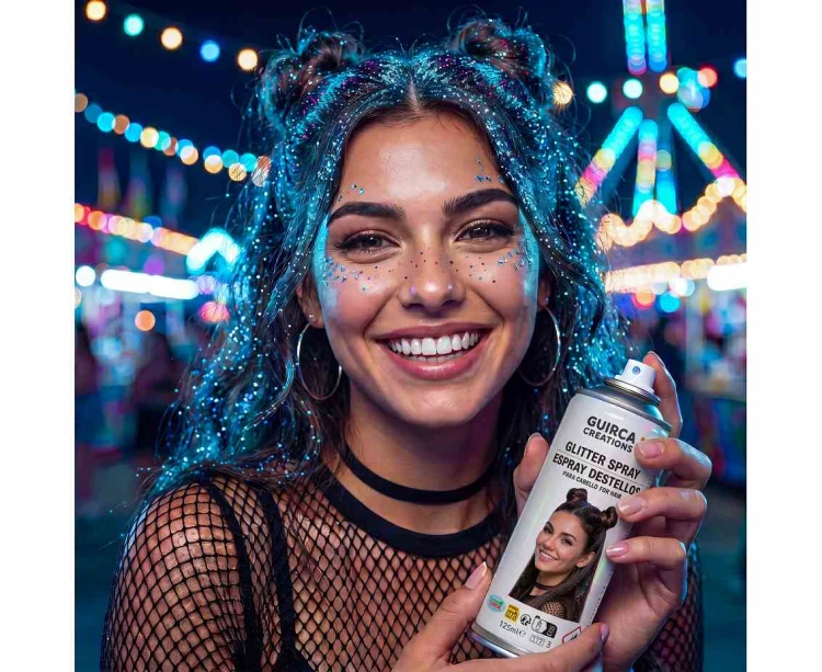 Brokat Spray do Włosów Niebieski 125 ml Lakier Brokatowy Impreza Party
