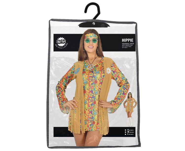 Strój Hipiski Sukienka Kostium Dzieci Kwiaty Przebranie Lata 60 70 S 36-38