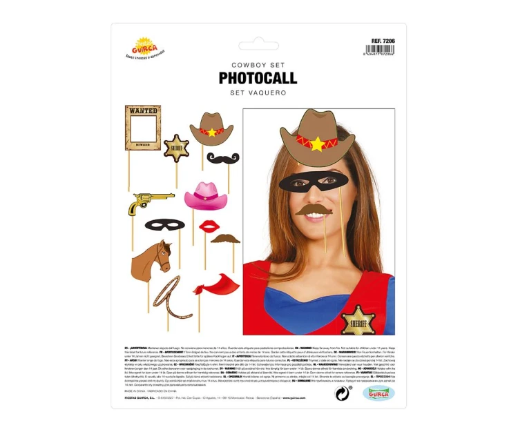 Zestaw Fotorekwizytów Kowboje Dziki Zachód 12 szt - Photo Booth