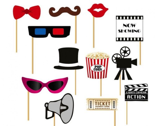 Zestaw Fotorekwizytów Hollywood 12 szt - Photo Booth VIP Film