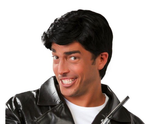 Peruka Męska Elvis Grease Lata 50 - Czarna Z Pompadour Rock
