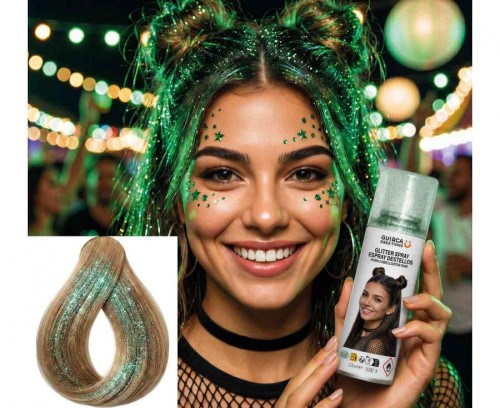 Brokat Spray do Włosów Zielony 125 ml Lakier Brokatowy Impreza Party
