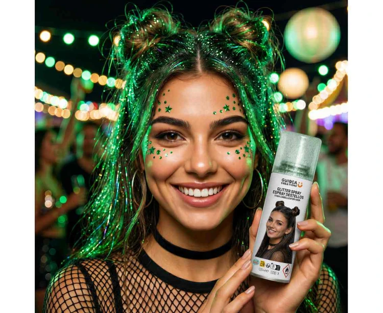 Brokat Spray do Włosów Zielony 125 ml Lakier Brokatowy Impreza Party